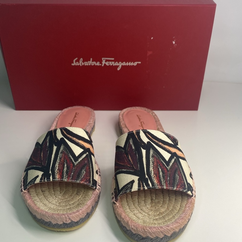 New Authentic FERRAGAMO Cabrera Espadrille Slide Sandal (Women) - Picture 10 of 16